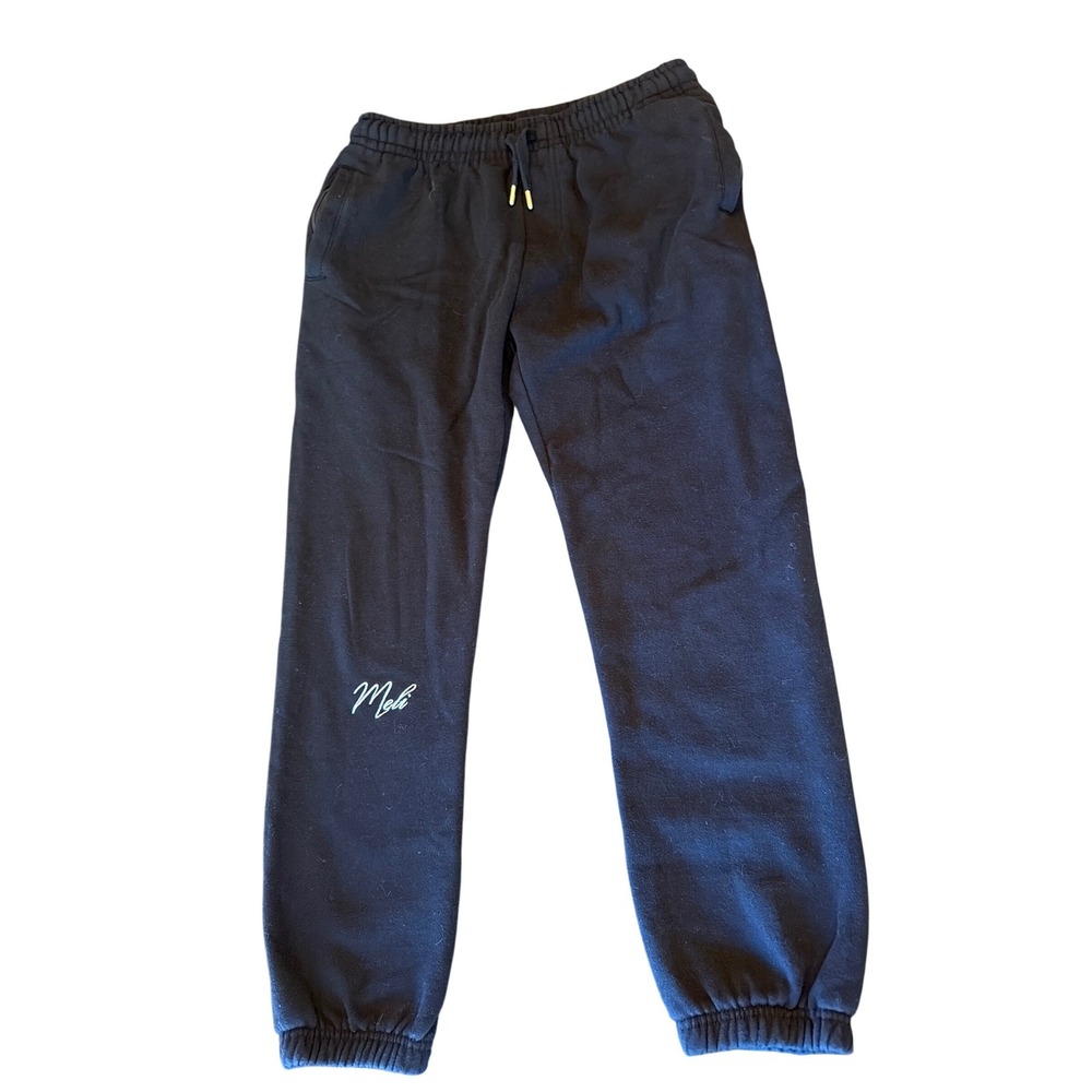 Meli Black Sweatpants Joggers Embroidered Earth Logo Size M‎